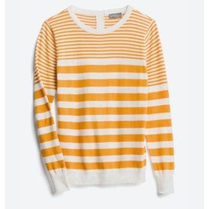 Market & Spruce Lisa Button Back Striped Pullover Top Size XXL White Gold Yellow